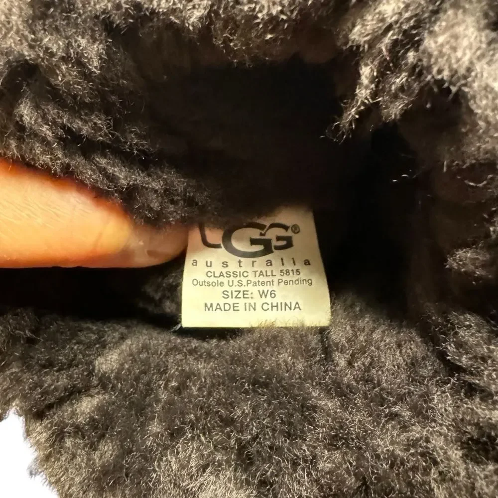 UGG Women's Classic Tall Boots Brown Sherpa Lined Sheepskin Leather Size 6.5